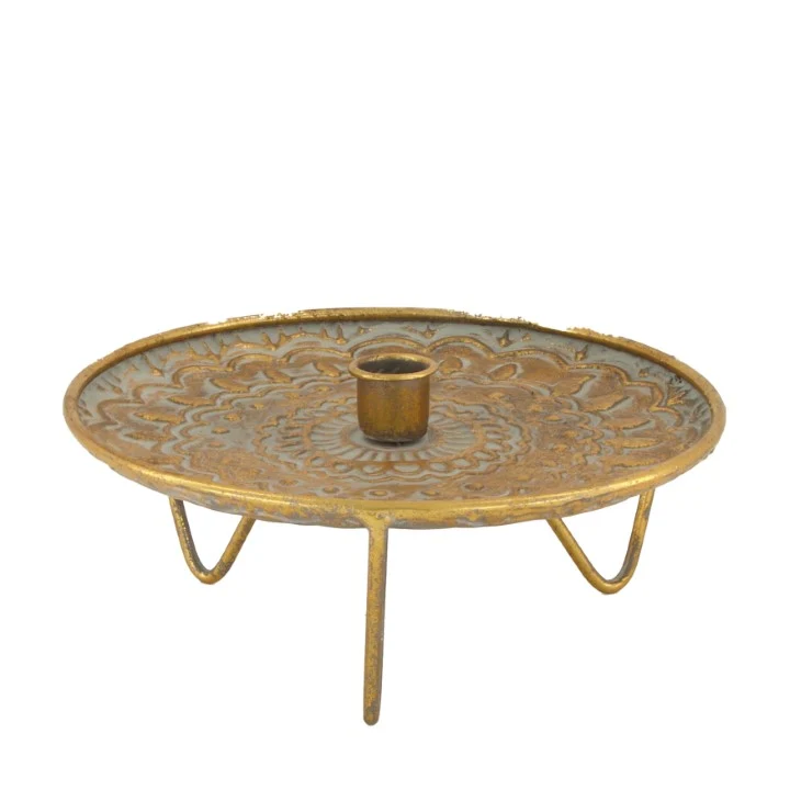 Kerzenhalter Metall Ø22x9,5cm Gold