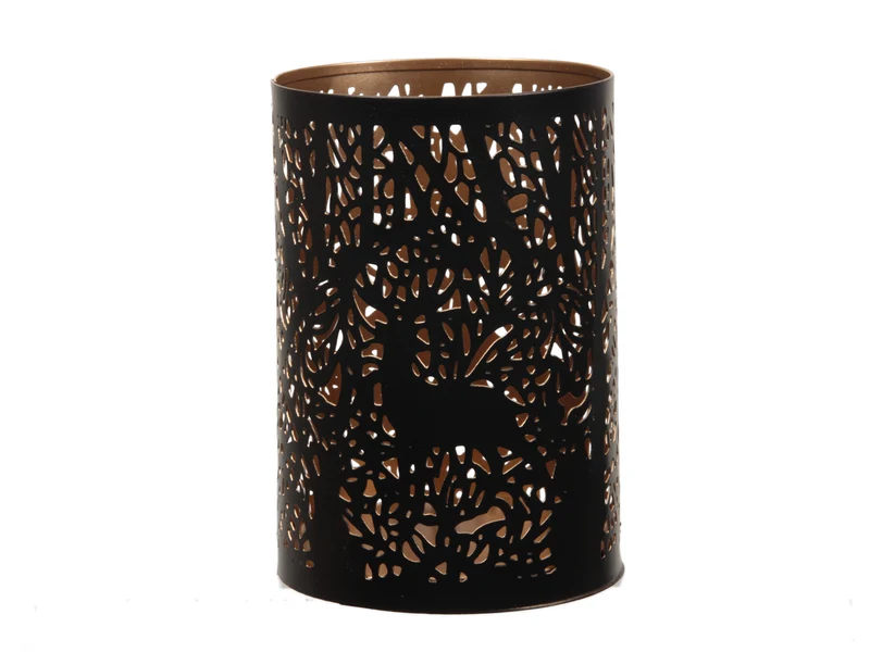 St. 1 Metall-Kerzenhalter ''Baum'' schwarz/gold Ø10x15,5cm
