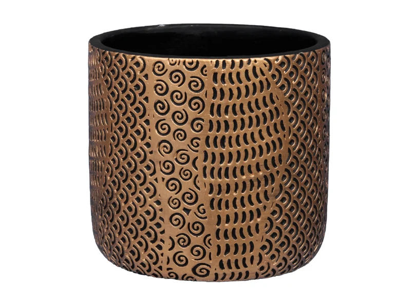 St. 1 Zementblumentopf schwarz/gold Ø14x13cm