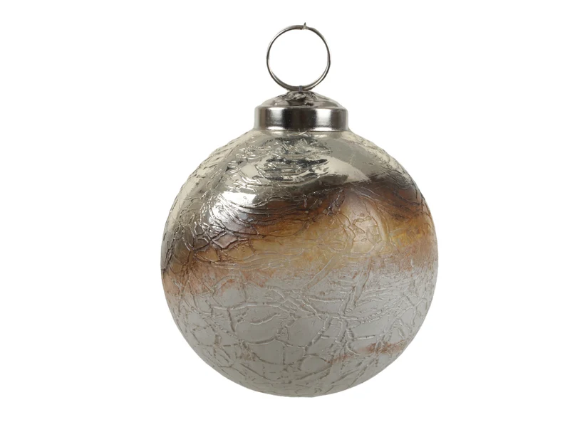 St. 1 Glaskugel/hängend silber/weiß Ø8cm
