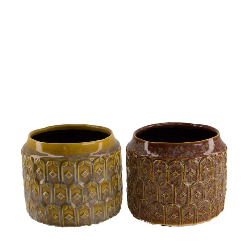 Blumentopf "Gesicht" S gold erdw p8,5 12x12x13,5cm