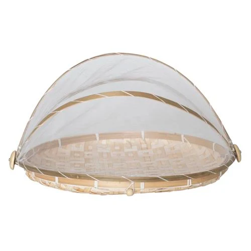 Speiseabdeckung Bambus D50 H30cm Natur/Weiß