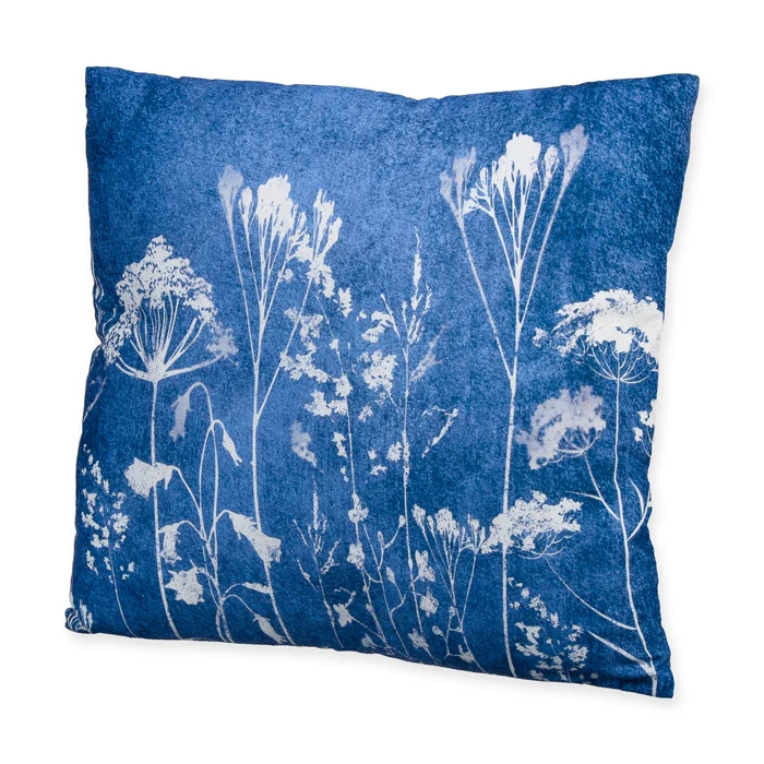 Baumwollkissen "Blue Print" 40x40cm gewaschenes Denim-Blau