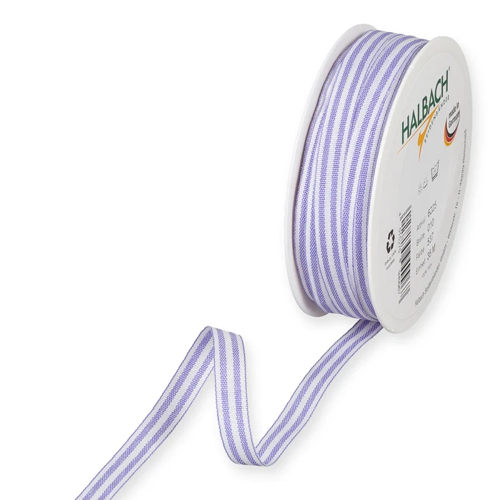 Rolle Streifenbänder 10mm 35mtr lavendel/weiß