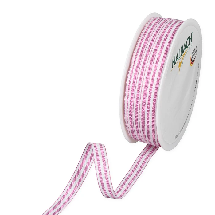 Rolle Streifen Bänder 10mm 35mtr rosa/weiss