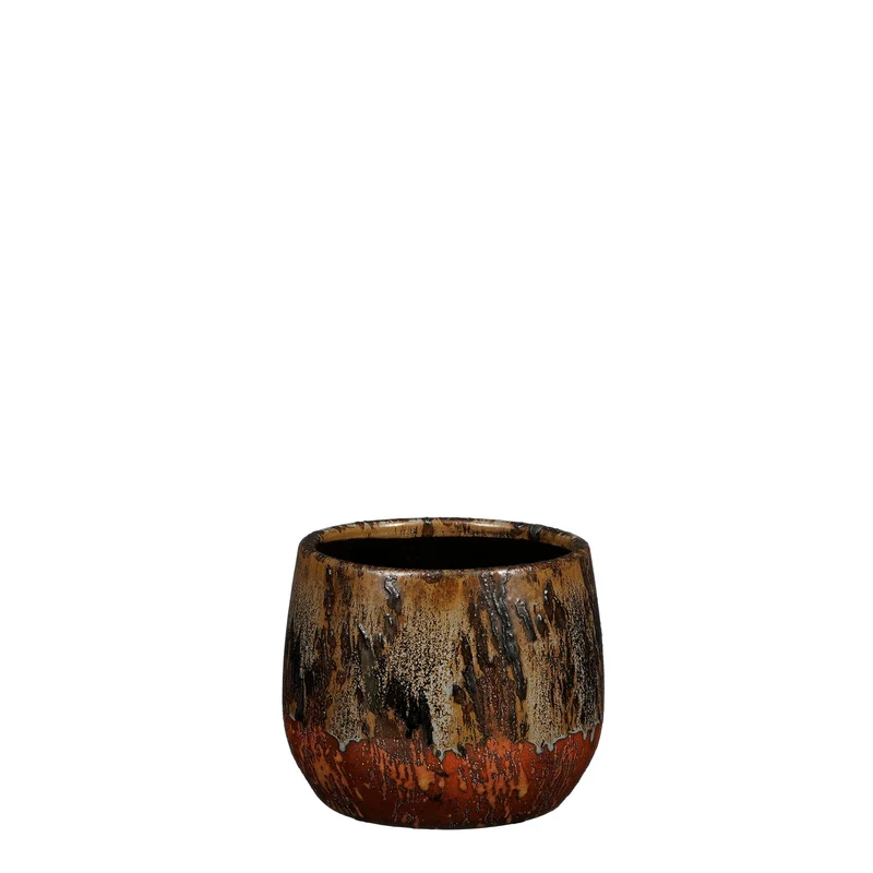 Frederique Topf rund braun - h13xd16,5cm