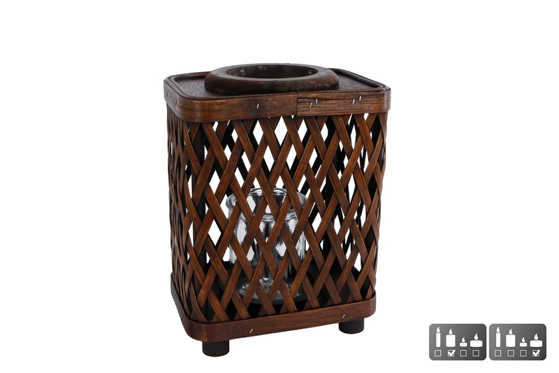 Laterne "Theo" S d.naturel rechteckig Bambus 18x13x24cm