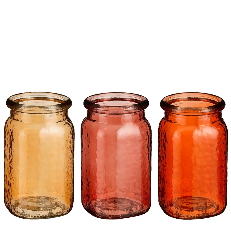 Sally Vase Glas l.braun l. rosa orange 3 sortiert - h16,5xd9,5cm