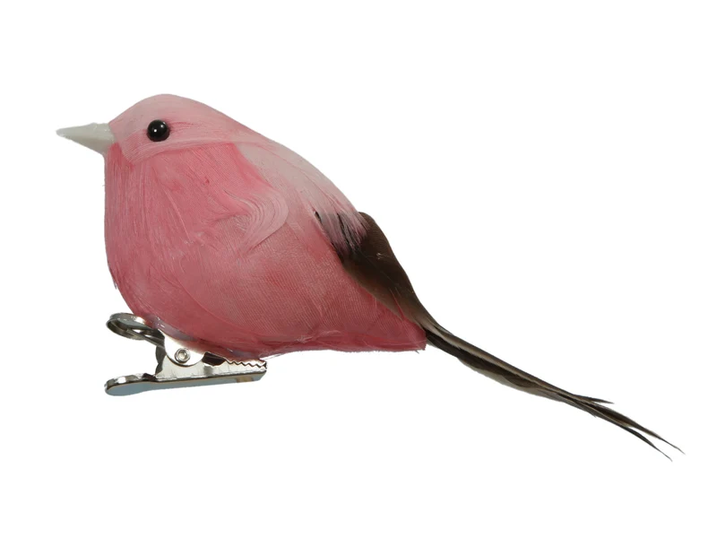 w/b. 8 Vögel/Clip rosa 10 cm
