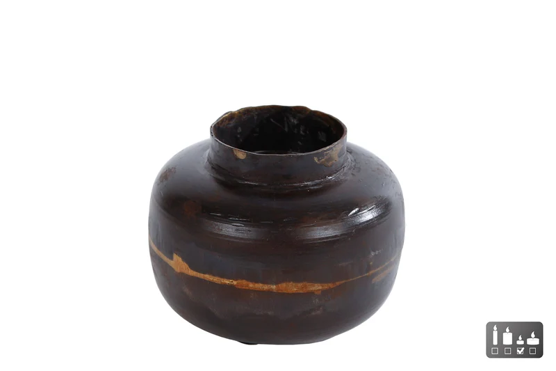 Teelicht "Hidde" Metall antik braun 8x8x6cm
