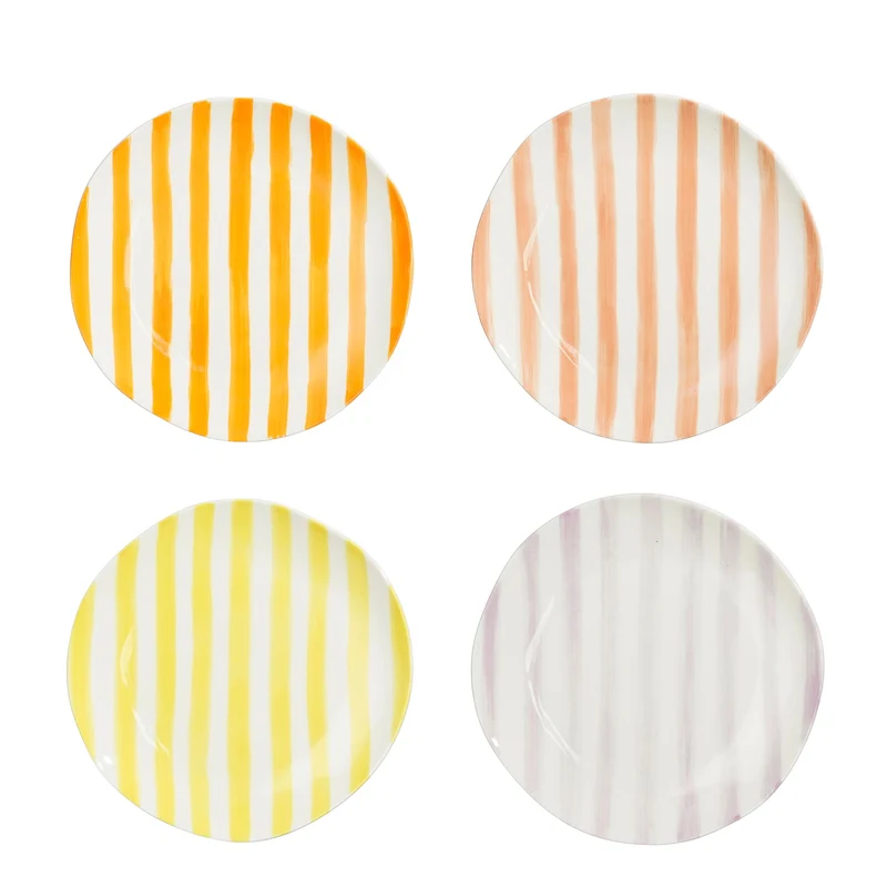 Elfi Frühstücksteller orange l.lila rosa gelb 4 sortiert - h2xd19cm