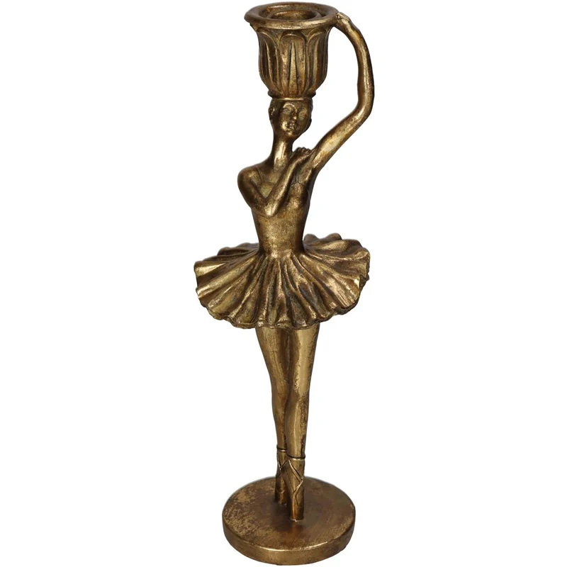 Kerzenständer Ballerina Polyresin Gold 9x9x28,5cm