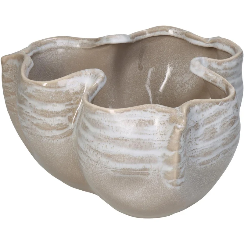 Übertopf Feines Steingut Beige 24x23.5x13.5cm