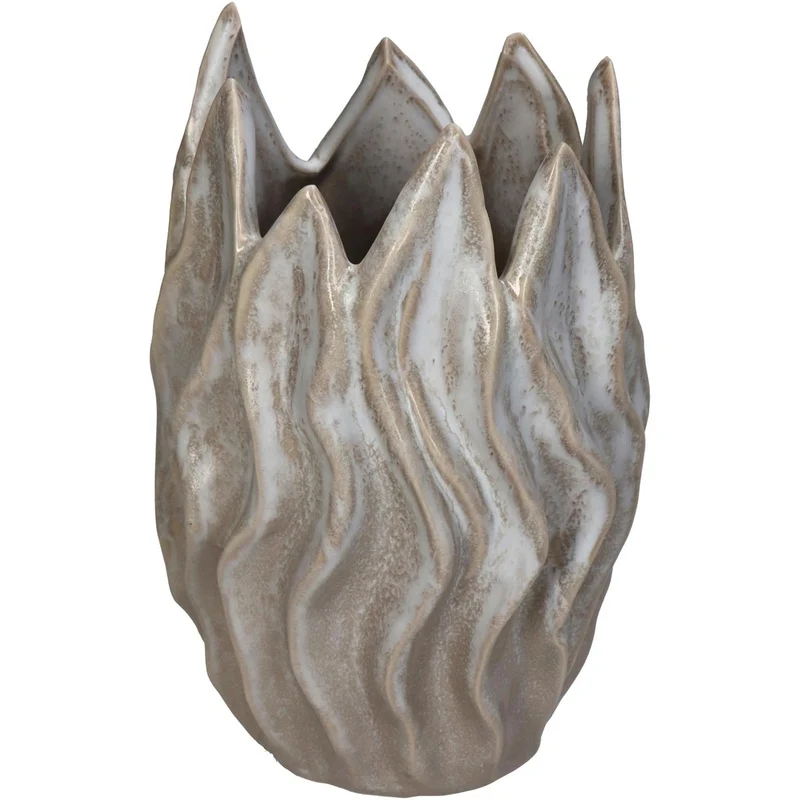 Vase Feines Steingut Beige 14,5x14x21cm