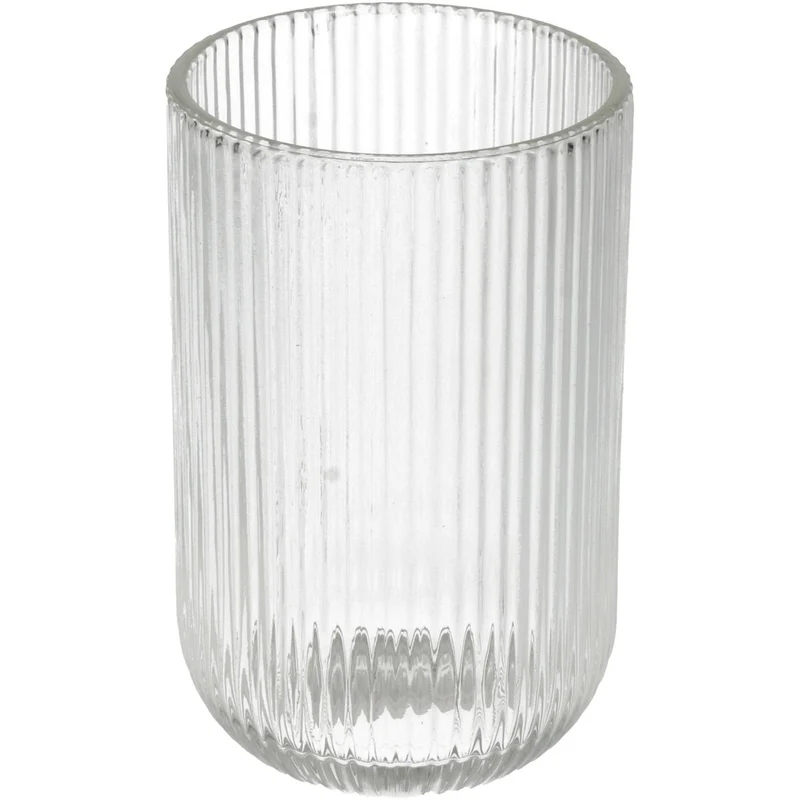 Becher Streifen Glas Klar 8x8x13cm