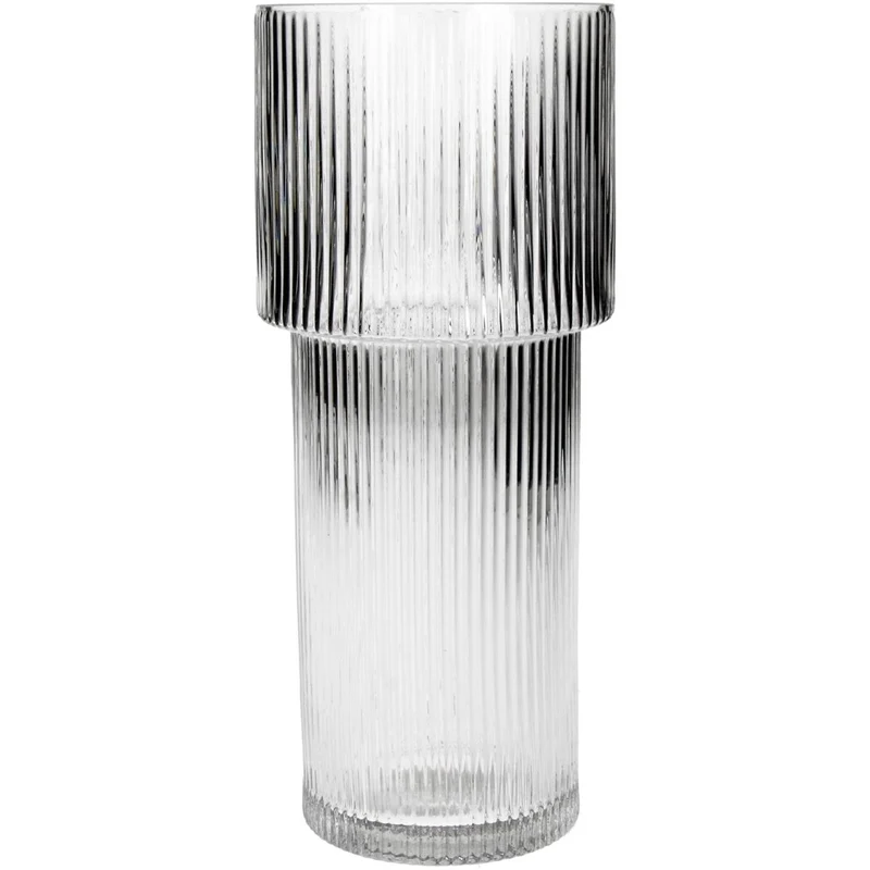 Vase Streifen Glas Klar 10.5x10.5x24.5cm