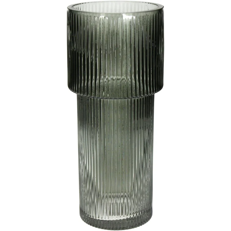 Vase Streifen Glas Grau 10.5x10.5x24.5cm