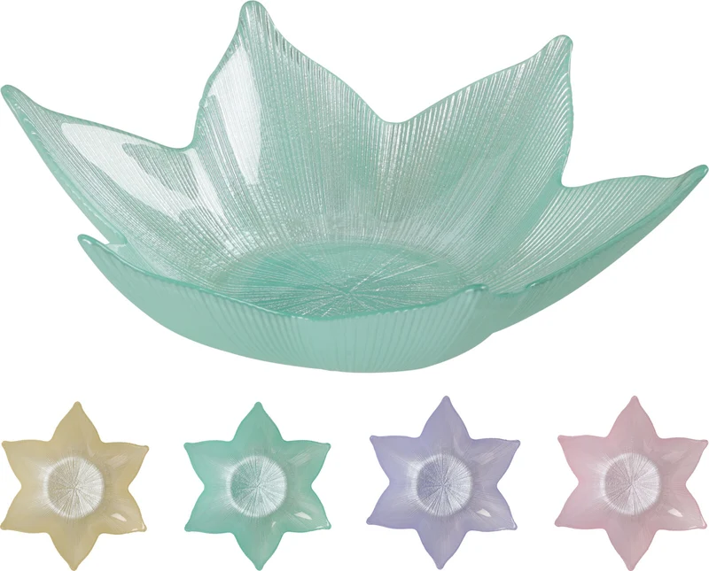 SCHALE GLASBLUME D22 H6CM 4 FARBEN SORTIERT