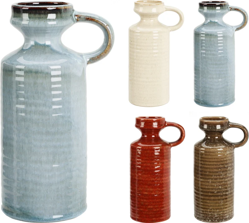 VASE MIT HENKEL 11.5X8.5X20CM 4 FARBEN SORTIERT