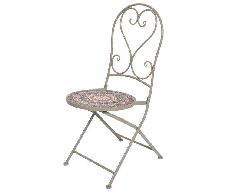 Bistro-Stuhl narbonne Eisen im Freien taupe Mosaik 46x39x93cm