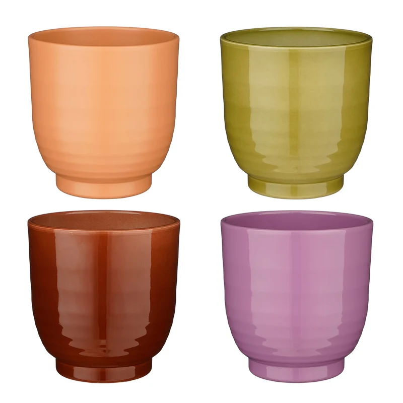 Lisa Topf rund grün lila braun lachs 4 sortiert - h13,5xd13,5cm