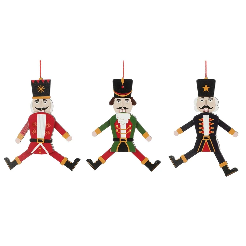 Ornament Nussknacker rot grün schwarz 3fach sortiert FSC Mix - l22xb7xh2cm