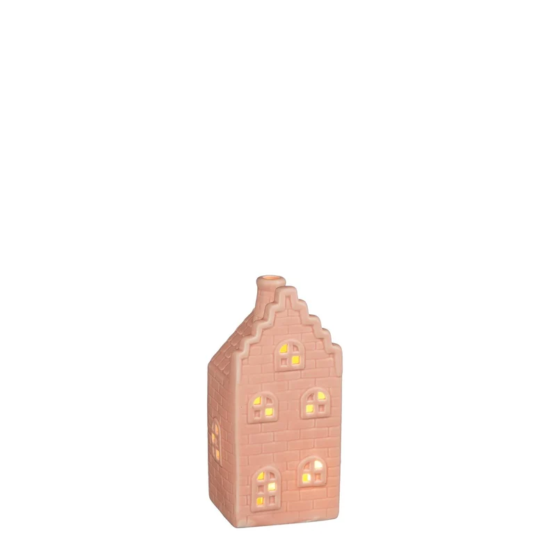 Haus rosa led batteriebetrieben - l8,5xw7xh16,5cm