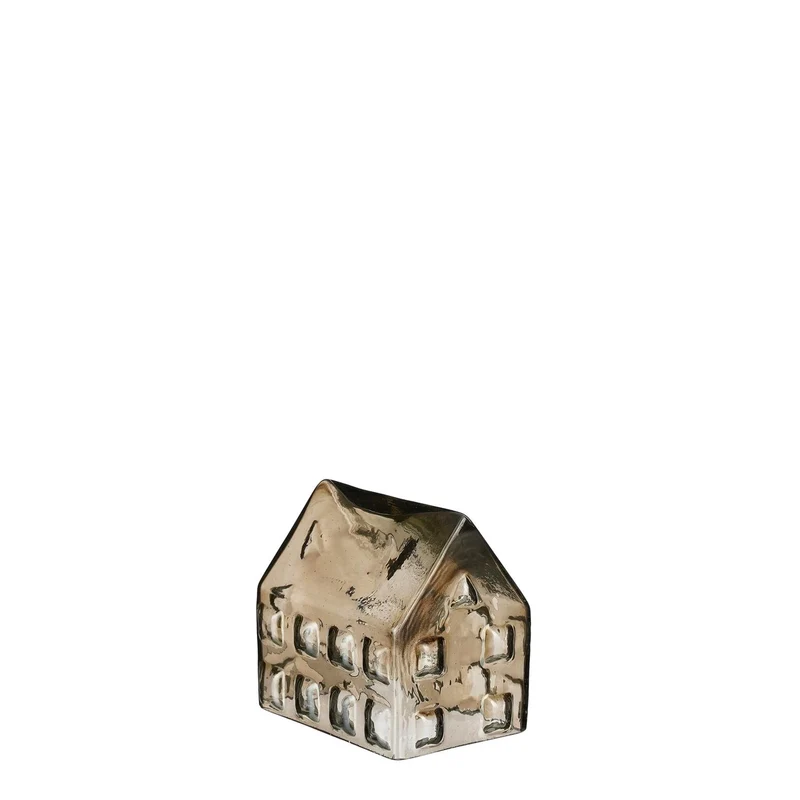 Haus grau recyceltes Glas - l8.5xb6.5xh7.5cm