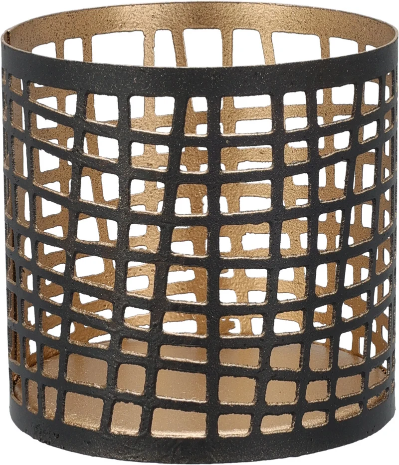 TEELICHTHALTER 6X6CM METALL SCHWARZ/GOLD