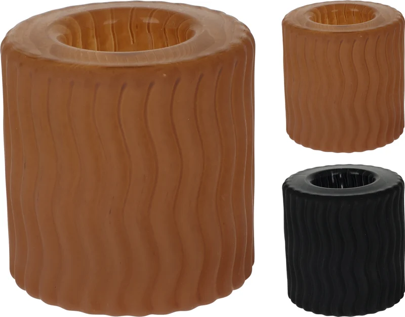 GLAS-KERZENHALTER D5 H5CM 2 FARBEN SORTIERT