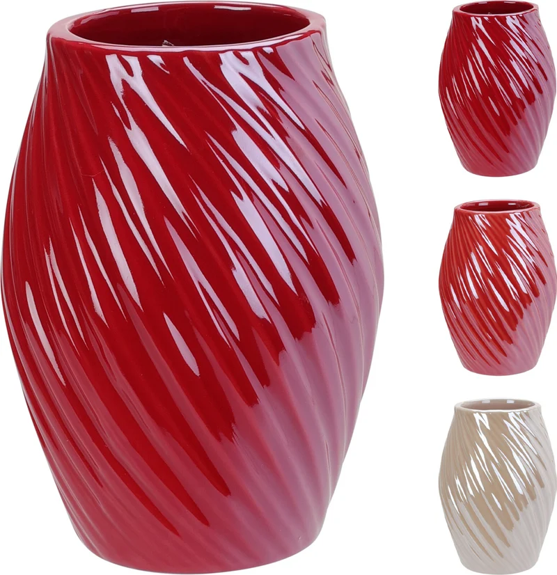 VASE GALVANISIERT GEDREHT D11,5 H16CM 3 FARBLICH SORTIERT