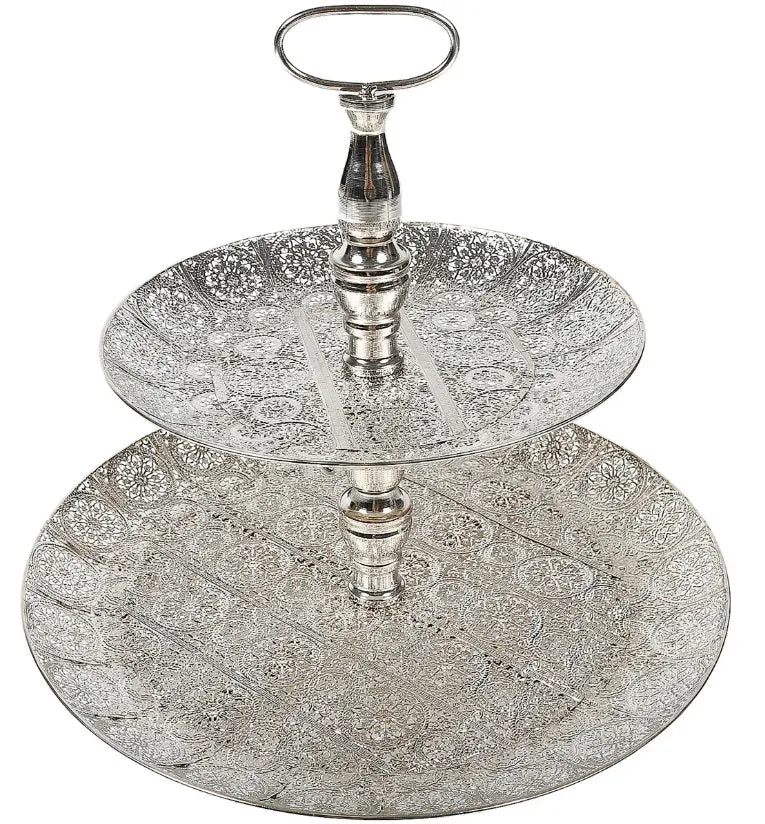 Etagere 2-lagig Metall 49x40cm Silber