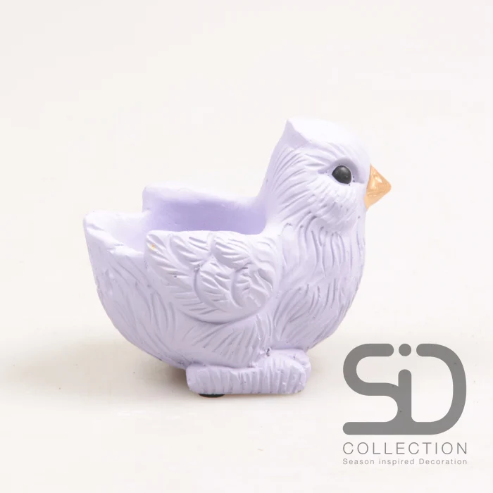 VOGEL MIT PFLANZGEFÄSS ZEMENT 12X8X7,5 CM FLIEDER