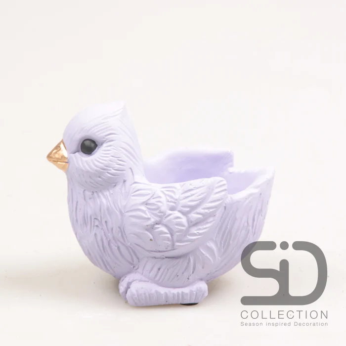 VOGEL MIT PFLANZGEFÄSS ZEMENT 12X8X7,5 CM FLIEDER
