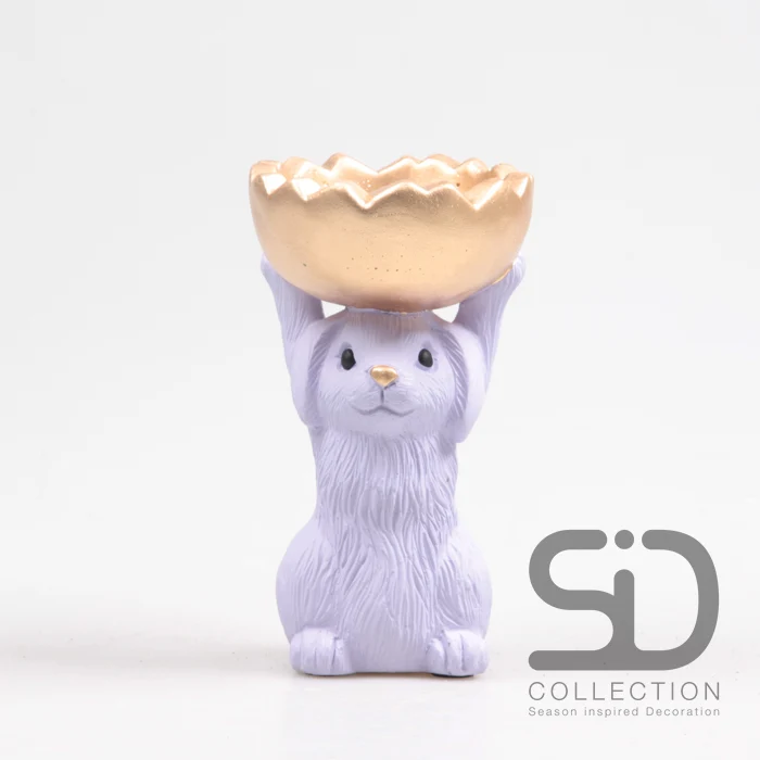 HASE MIT SCHALE ZEMENT 11X9,5X18 CM FLIEDERFARBEN