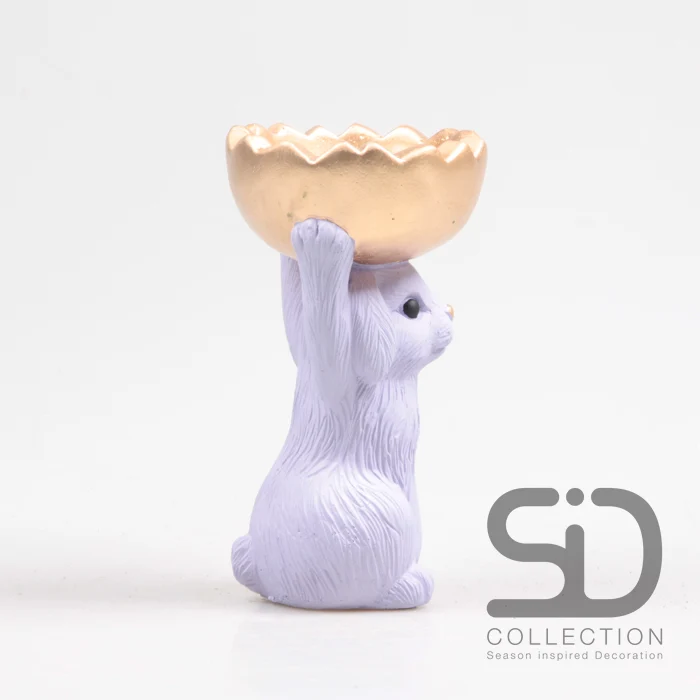HASE MIT SCHALE ZEMENT 11X9,5X18 CM FLIEDERFARBEN