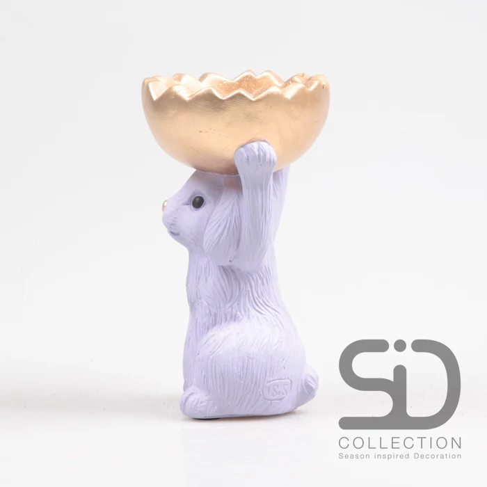 HASE MIT SCHALE ZEMENT 11X9,5X18 CM FLIEDERFARBEN