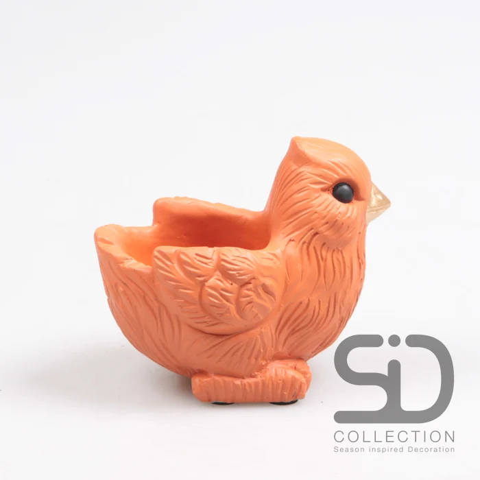 VOGEL MIT PFLANZER ZEMENT 12X8X7,5 CM STEIN ROT