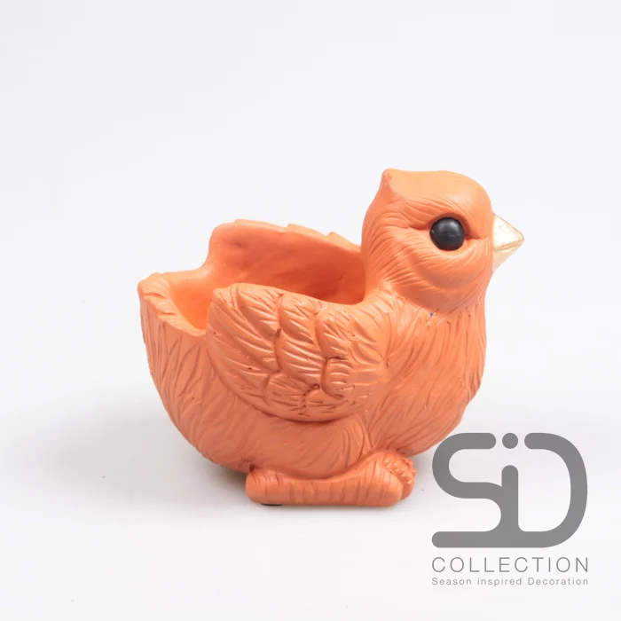 VOGEL MIT PFLANZER ZEMENT 15X10X12 CM STEIN ROT