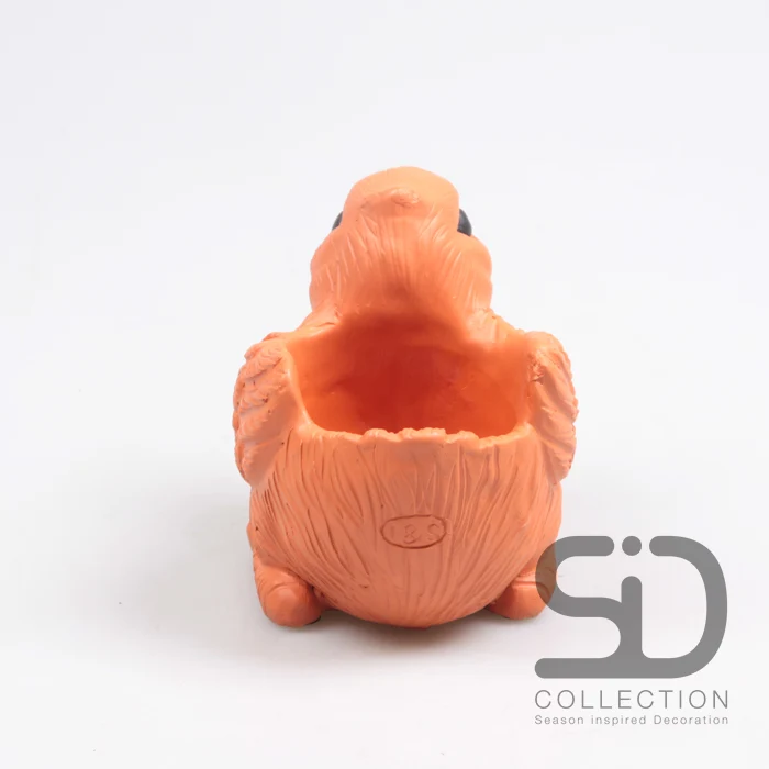 VOGEL MIT PFLANZER ZEMENT 15X10X12 CM STEIN ROT