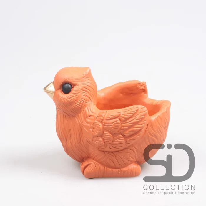 VOGEL MIT PFLANZER ZEMENT 15X10X12 CM STEIN ROT