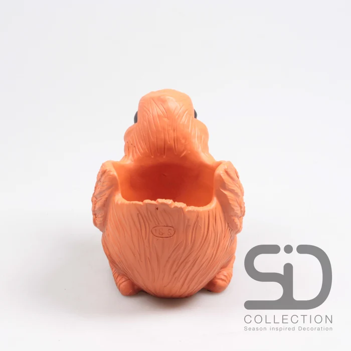 VOGEL MIT PFLANZGEFÄSS ZEMENT 19,5X13,5X16,5 CM STEIN ROT