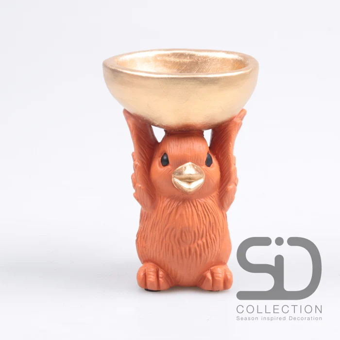 VOGEL MIT SCHALE ZEMENT 14X9.5X14 CM STEIN ROT