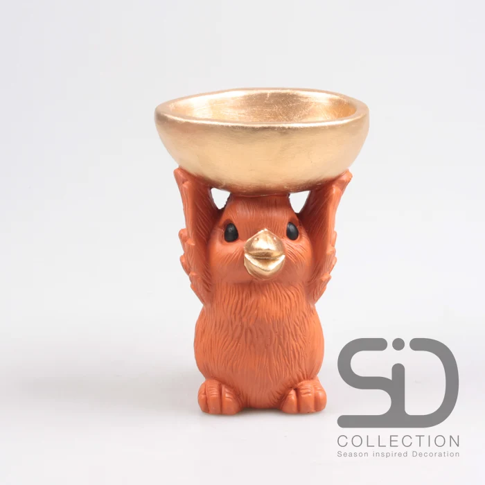 VOGEL MIT SCHALE ZEMENT 19X12X18,5 CM STEIN ROT