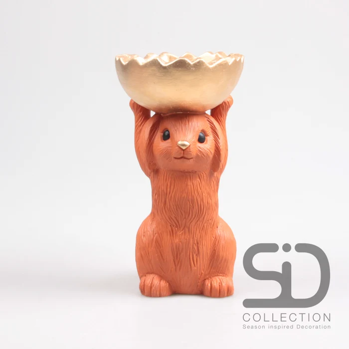 HASE MIT SCHALE ZEMENT 18,5X15X28 CM STEIN ROT