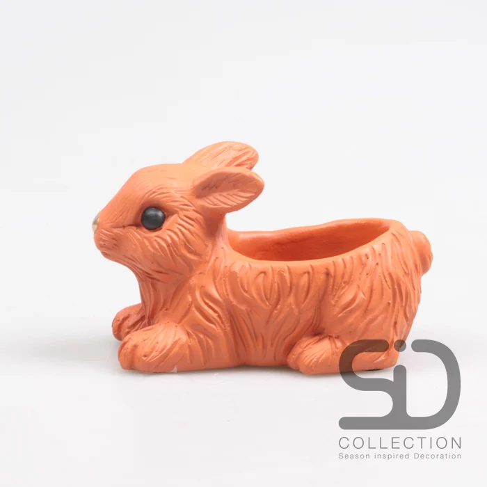 KANINCHEN MIT PFLANZER ZEMENT 13,5X7,5X8 CM STEIN ROT