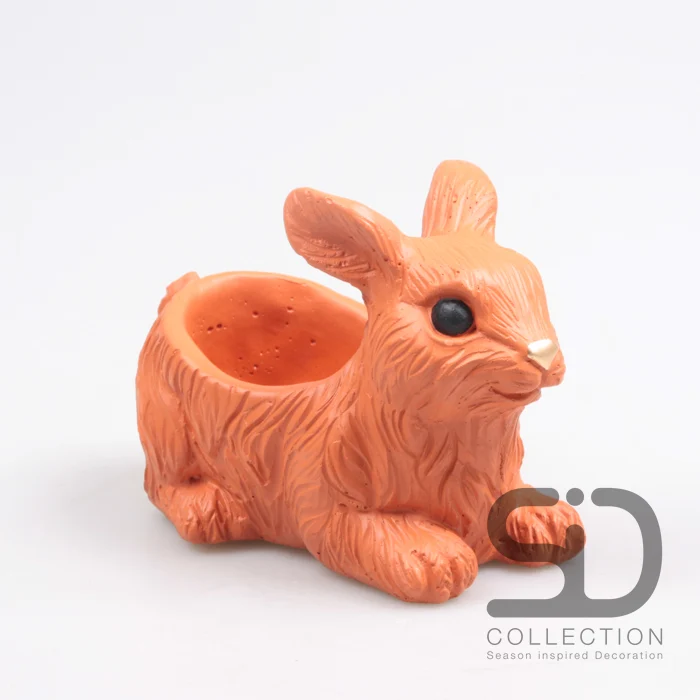 KANINCHEN MIT PFLANZER ZEMENT 17,5X10X12 CM STEIN ROT