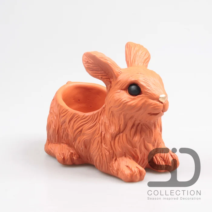KANINCHEN MIT PFLANZER ZEMENT 21X13.5X16 CM ZIEGELROT
