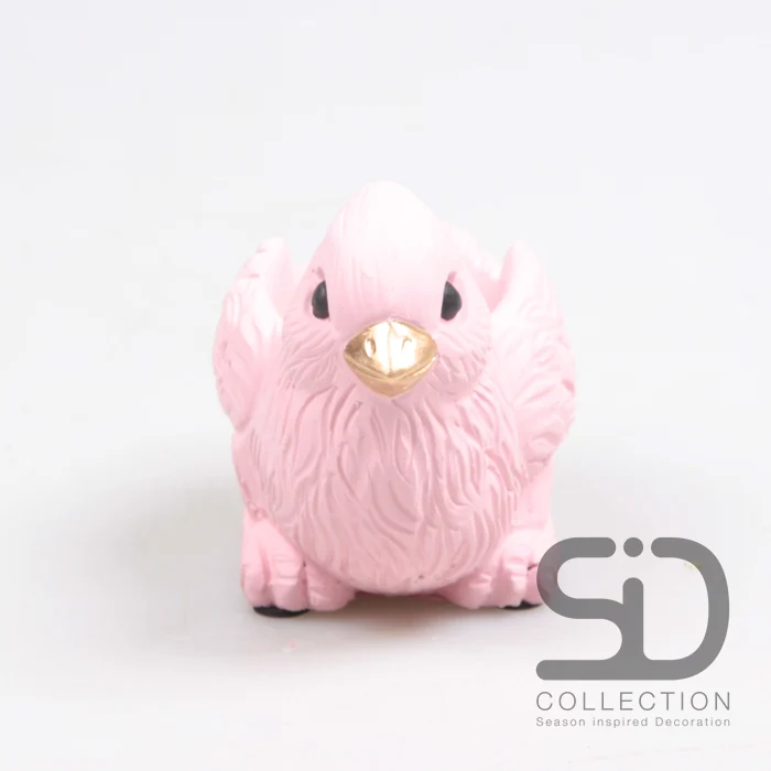 VOGEL MIT PFLANZER ZEMENT 12X8X7,5 CM ROSA