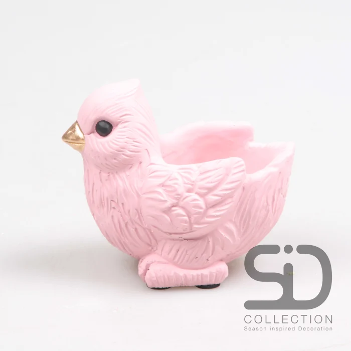 VOGEL MIT PFLANZER ZEMENT 12X8X7,5 CM ROSA